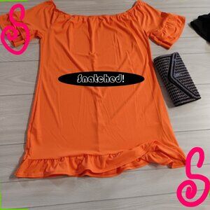 Women Fashion Plus Size Loose Off Shoulder Ruffled Dress